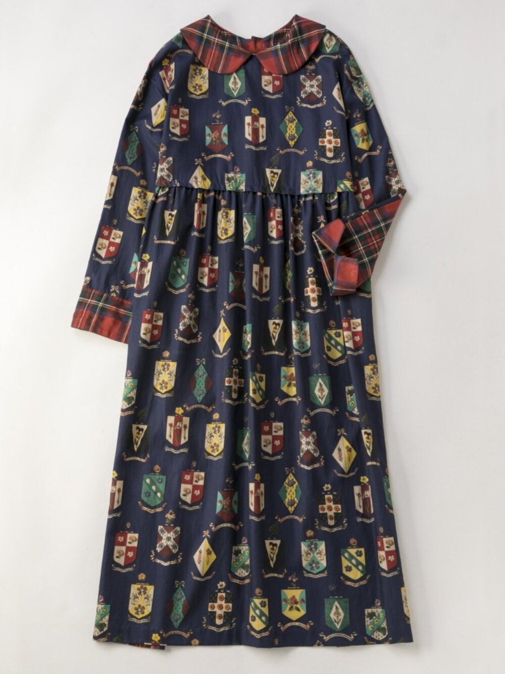 Jane Marple Flower Crests and Tartan Check 2-Way Dress